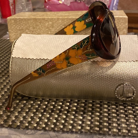 Judith Lieber Handmade Italy Crystal EncrustedTortoiseGold Pink Green Sunglasses main image 11
